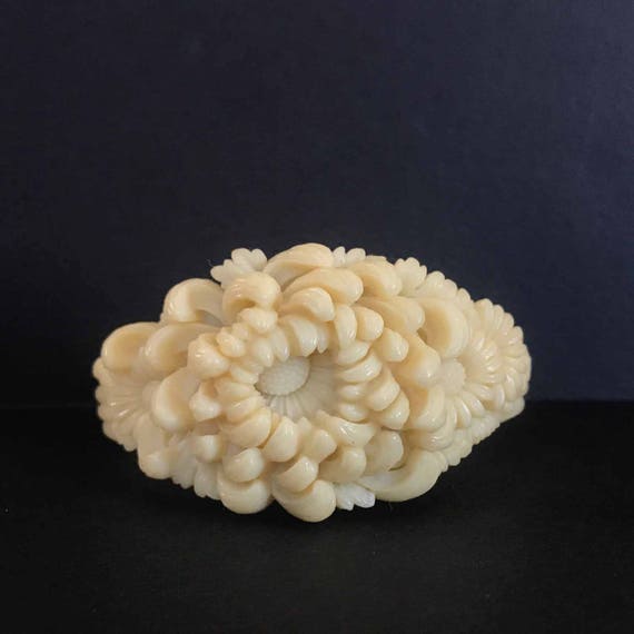 Sculptural High Relief Chrysanthemum Celluloid Bra