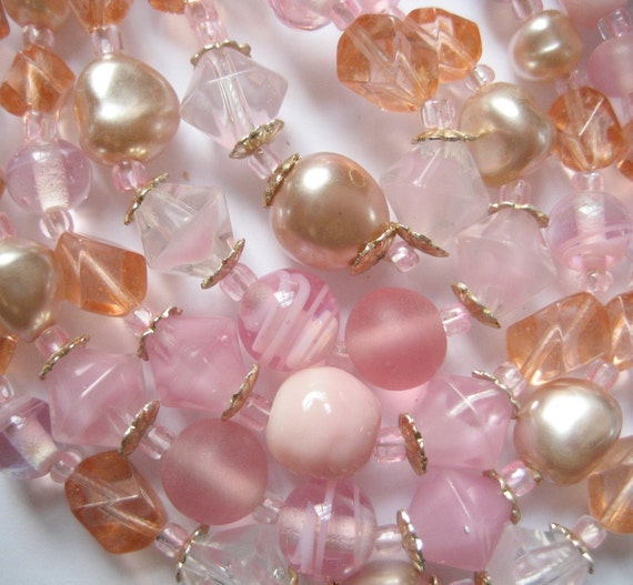 1950s Pink Glass Bead Demi, Givre and Art Glass B… - image 4