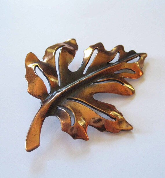 Copper Leaf Brooch, Natural Organic Design - image 3