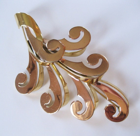 Monet Sterling Bracelet and Brooch, Gold and Rose… - image 2