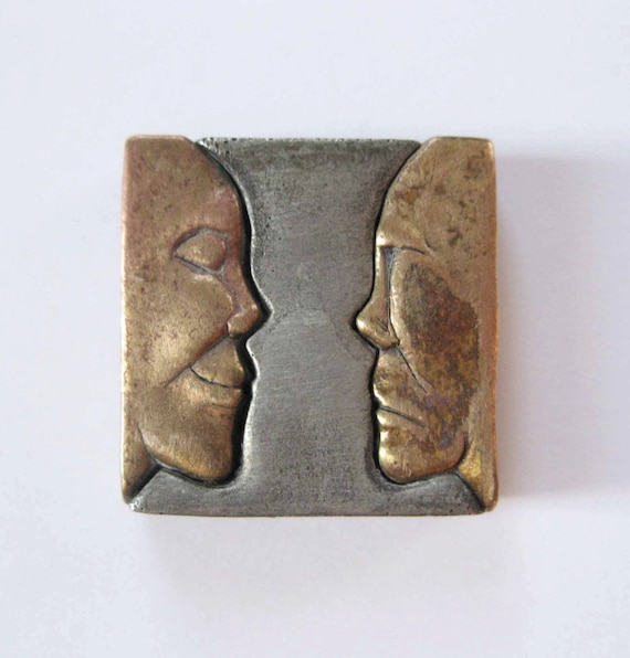 Brass and Pewter African Faces Slider Pendant by … - image 2