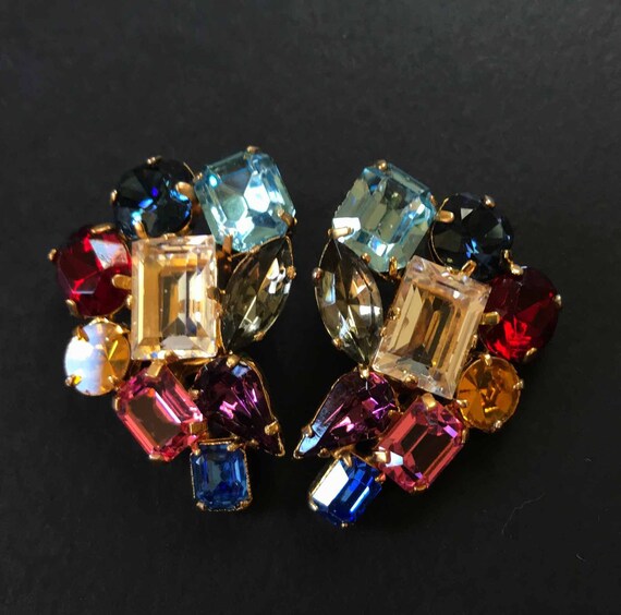 Huge Glam Rhinestone Earrings, 1980s
