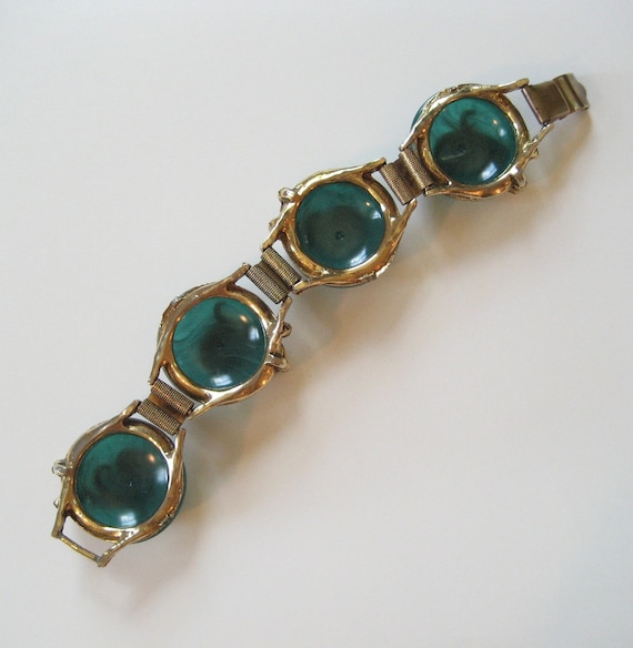 1940's Serpentine Bracelet, Vintage Green Plastic - image 5