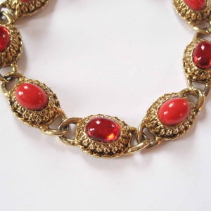 Victorian Revival Red Glass Cabochon Bracelet image 4