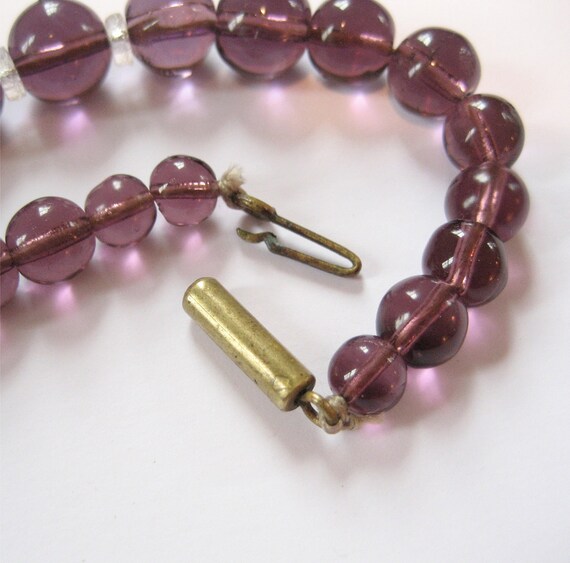 1930's Purple Glass Beaded Necklace, Hand Blown B… - image 4