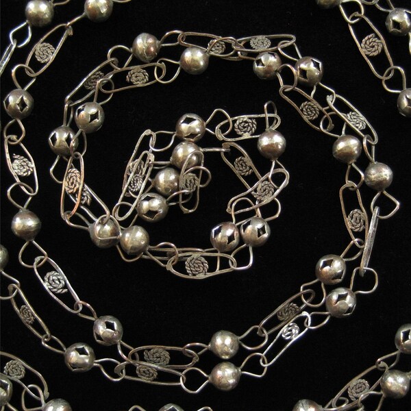 Vintage Ethnic Silver Plated Copper Mexican Wedding Necklace