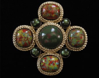 Sarah Coventry "MOSAIC" Brooch, 3 Inch Bold Piece