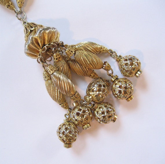 Tassel Pendant Necklace, Filigree Beads - image 3