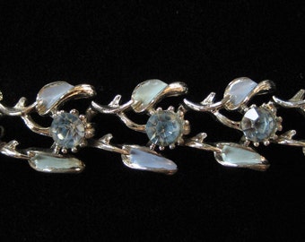 Blue Enamel and Rhinestone Bracelet