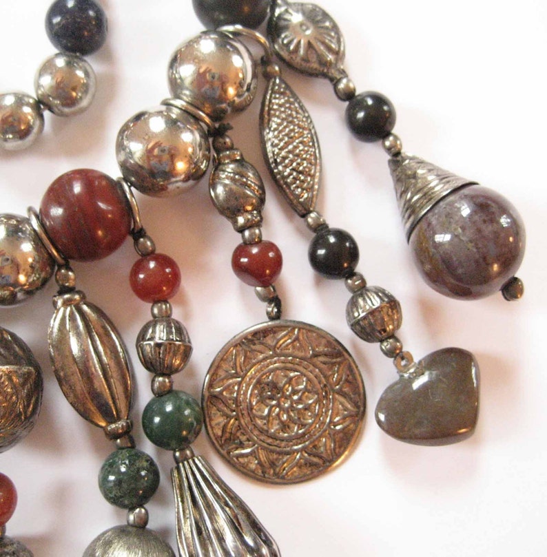 Southwest Elements 98.4ctw Rhodochrosite Concho Necklace