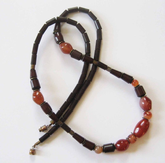 1940's Dark Orange Bakelite and Red Banded Agate … - image 2