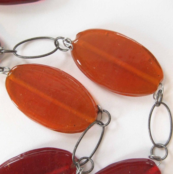 2 Inch Glass Beads, on Industrial Style Chain, Or… - image 3