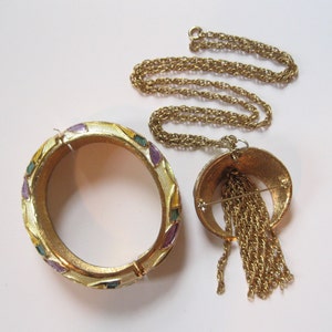 HOBE 1980's Pastel Pattern Bracelet and Tasselled Necklace image 4