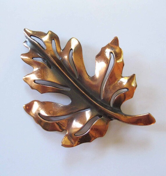 Copper Leaf Brooch, Natural Organic Design - image 4