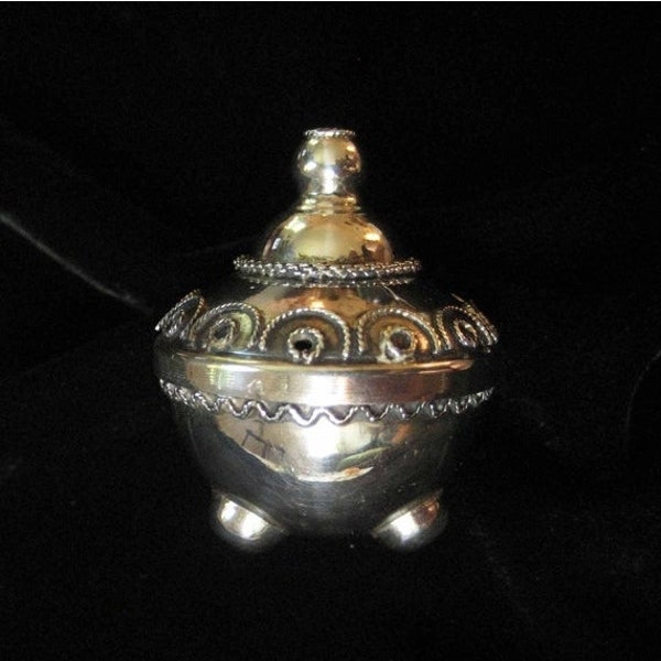 Sterling Silver Box, Israel, Round Box, Filigree Accents