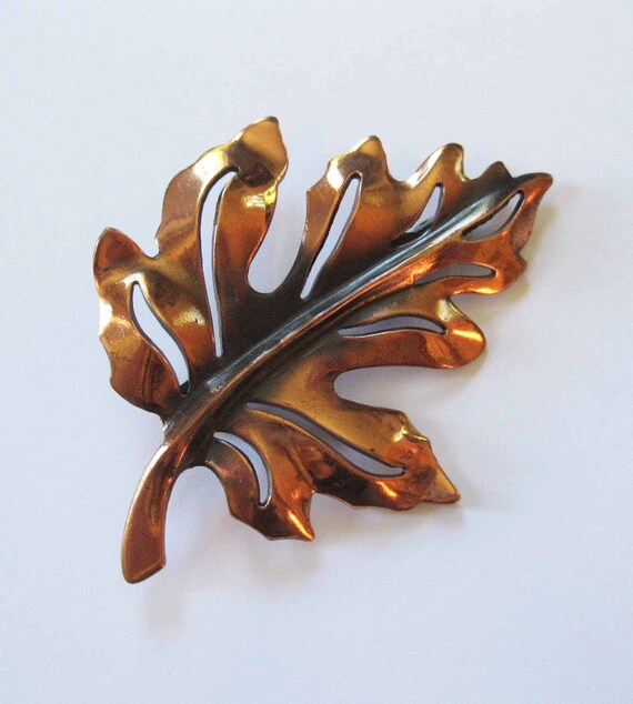 Copper Leaf Brooch, Natural Organic Design - image 2