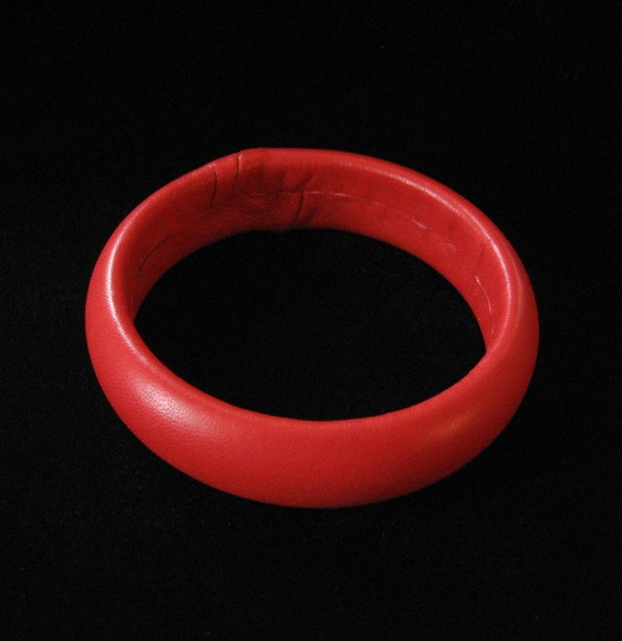 1980's Red Leather Bangle, Australia