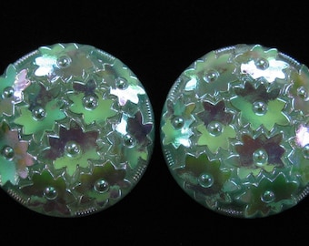 West German Molded Glass Irridescent Earrings