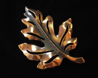 Copper Leaf Brooch, Natural Organic Design