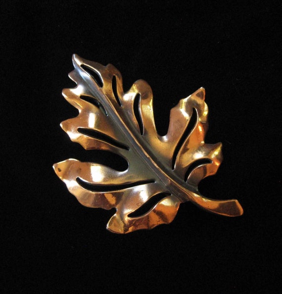 Copper Leaf Brooch, Natural Organic Design - image 1