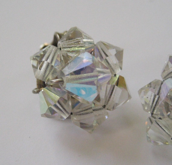 Mini AB Crystal Cluster Earrings - image 3