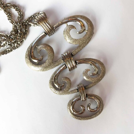 Tiered Scroll Design Mod Pendant Necklace, Statem… - image 3