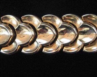 Gold Plated Art Deco Hollow Link Bracelet