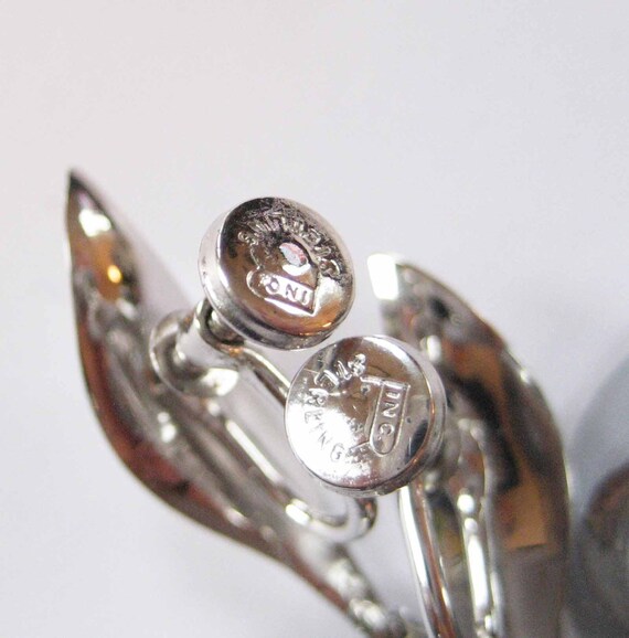 Graceful Sterling Silver Leaf Earrings, Screw Bac… - image 5