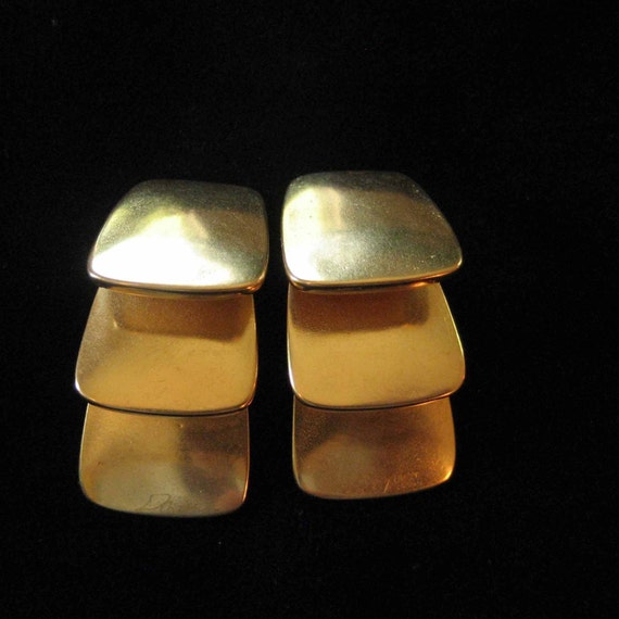 Gold Cascade Designer Earrings, Signed Designer Cl