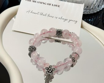 Madagascar Rose Quartz Bracelet: 925 Sterling Silver, Love & Luck