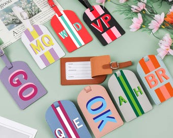 Personalized Luggage Tag with Shadow Monogram,Custom Travel Bag Tag,Initial Name ID Tag,Gift for Travelers,Suitcase Tag