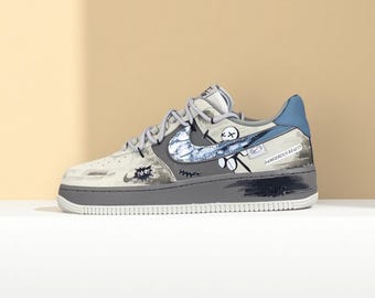 Custom Air Force 1-sneakers | Alley graffiti grunge punk kunstontwerp
