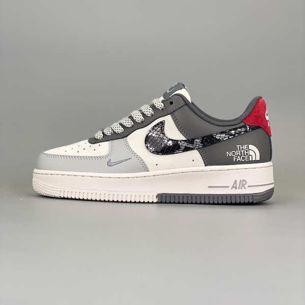 Custom The  North  FACE Air Force 1, Hand Painted Snakeskin AF1,Sneaker For Men And Women