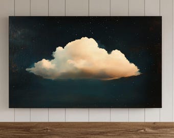 Marco de pintura de nubes vintage para TV, salvapantallas de nubes para Samsung, fondo de pantalla rústico de estilo rústico, fondo vintage oscuro, archivo digital