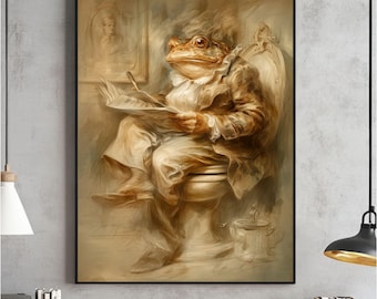 Retro Frosch Badezimmer Art Print, originelle Toilette Dekor (digitaler Download)
