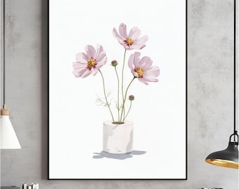 Klopapier Rolle Pflanze Wandbild, Aquarell Illustration, Modernes Badezimmer Gemälde, Botanischer Druck, Minimalistisches Toiletten Poster, Digitaler Download