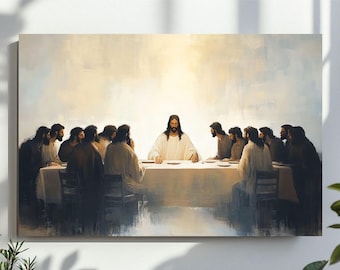 Christian Artwork Last Supper Wall Art, Jesus Printable, Jesus Twelve Disciples Instant, The Last Supper Digital File, Oil Painting Print