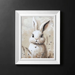 Rabbit Bunny Flower Boho Portrait Wall Art Easter Farmhouse Decor rabbit-bunny-flower-boho-portrait-wall-art-easter-farmhouse-decor