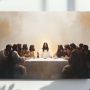 Christian Artwork Last Supper Wall Art, Jesus Printable, Jesus Twelve Disciples Instant, The Last Supper Digital File, Oil Painting Print