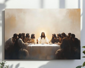 Christian Artwork Last Supper Wall Art, Jesus Printable, Jesus Twelve Disciples Instant, The Last Supper Digital File, Oil Painting Print