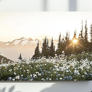 Nature Landscape Wall Art, Wildflowers Photography Printable, Green Nature Digital Print, Nordic Forest File, Instant Download