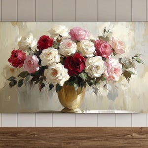 Impressionist-style Floral Frame TV Wall Art Print, Valentines Day Digital File, Valentines Screensaver, Valentines Floral Print