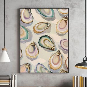 Oyster Shell Painting | Colorful Pastel Abstract Beach Wall Art | Coastal Decor for Dining Room & Kitchen | Meet Me at the Beach