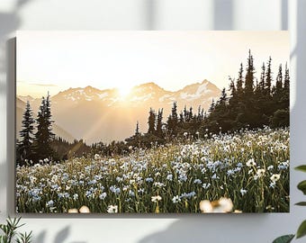 Nature Landscape Wall Art, Wildflowers Photography Printable, Green Nature Digital Print, Nordic Forest File, Instant Download