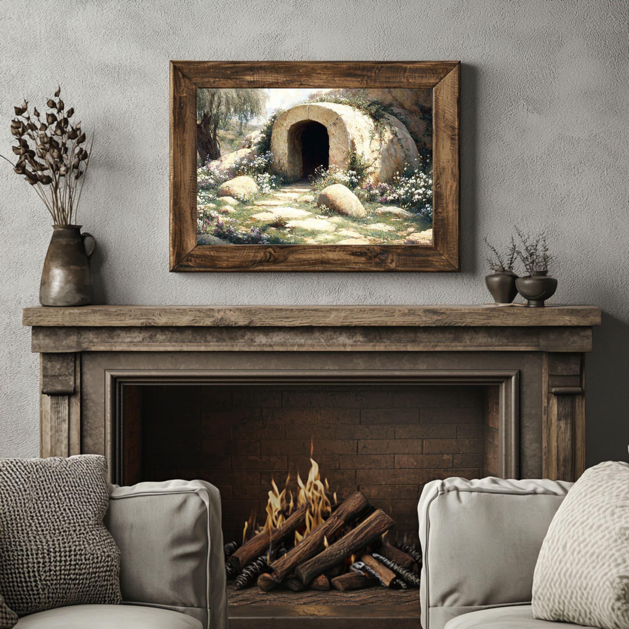 HLXRAE Quadro Con Cornice Resurrezione Di Gesù – Tela 30,5x40,6 Cm – Arte Cristiana Per Parete