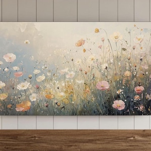 Summer Wildflowers FRAME TV Wall Art, Field of Flowers Samsung Screensaver, Spring Country Farmhouse Cottage Vintage Style Background