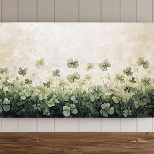 Vintage Saint Patrick Frame TV Wall Art, Antique Oil Painting of Clovers Samsung Screensaver, Rustic Farmhouse Decor, Shamrock Painting