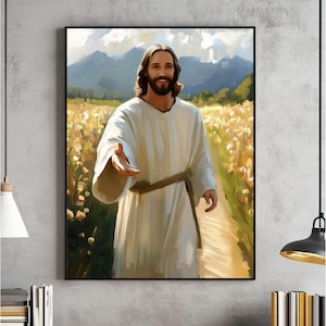 Follow Christ Wall Art, I Will Walk With Christ Print, Come Follow Me, I Walk By Faith, Jesus Painting, Catholic, LDS, Christian Digital