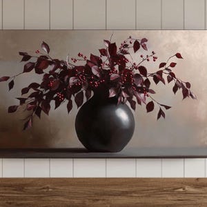 Burgundy Painting Frame TV Wall Art, DIGITAL DOWNLOAD, Vintage Fall Samsung Screensaver, Floral Background