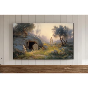 Ostern Auferstehung Rahmen TV Art, Samsung Hintergrundbild, Er ist auferstandenes Digitaldekor, 4K Christian TV Screen Art, Jesus Auferstehung, Bildschirmschoner